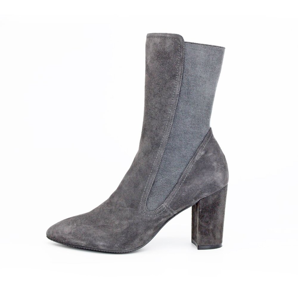Stuart Weitzman ‘The Fifer 80’ Cool Gray Suede Gore Stretch Booties: 9.5 B